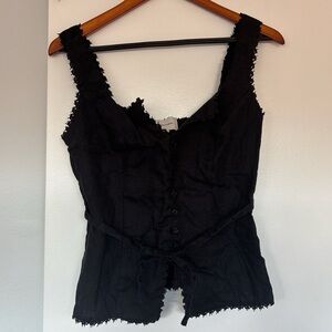 Reformation linen Black Sleeveless Button-Up Top size 4